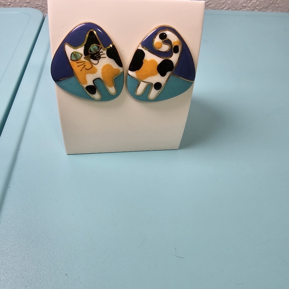 Vintage ceramic/crackle glass kitty cat earrings 😺 ♥️ - Picture 2 of 4